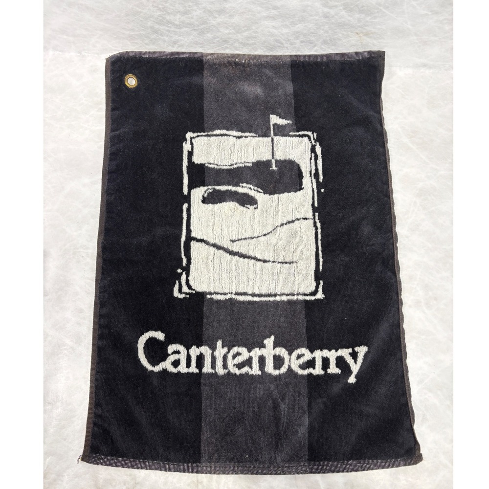 Vintage Canterberry Golf Towel Pinecrest Mills Black White Cotton Grommet USA
